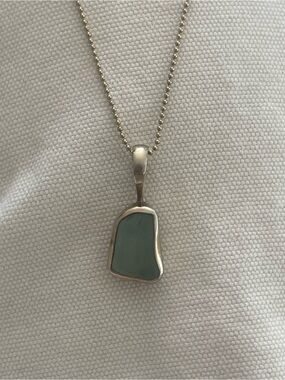 14k Gold Chain Necklace with Sterling Silver Aquamarine Pendant